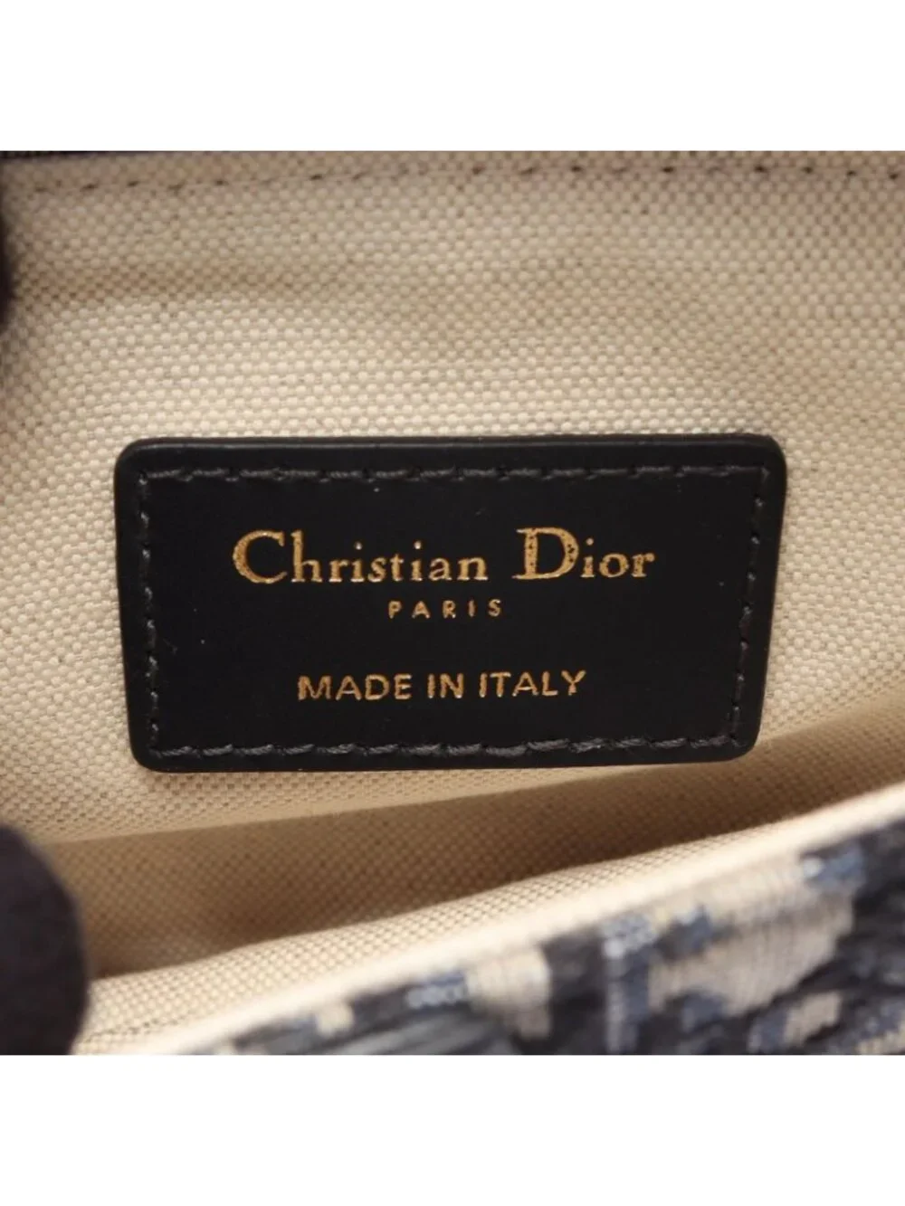 Dior Handbag Saddle Oblique Navy Canvas Leather Bag Mini